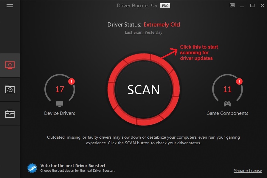 IObit driver booster scan