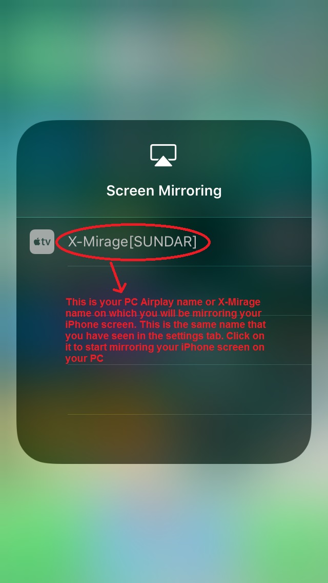 X-Mirage iPhone select airplay