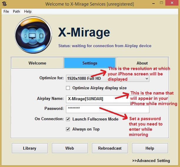 X-Mirage settings